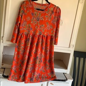 Cute orange paisley babydoll dress M